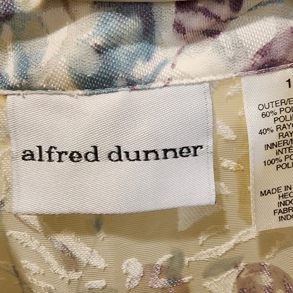 Alfred Dunner See Through Quarter Sleeves Floral button Down shirt size  12 - Picture 3 of 16
